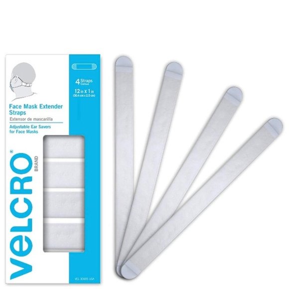 Velcro Mask Extender Straps - Reusable 4 Pack X2 Blue  One Size Fits Most - NWT - Picture 3 of 4